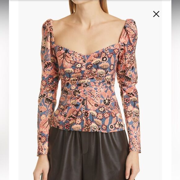 NWT ALC Chandler Sweetheart Top Navy/ Chestnut Size 10 - Picture 1 of 15